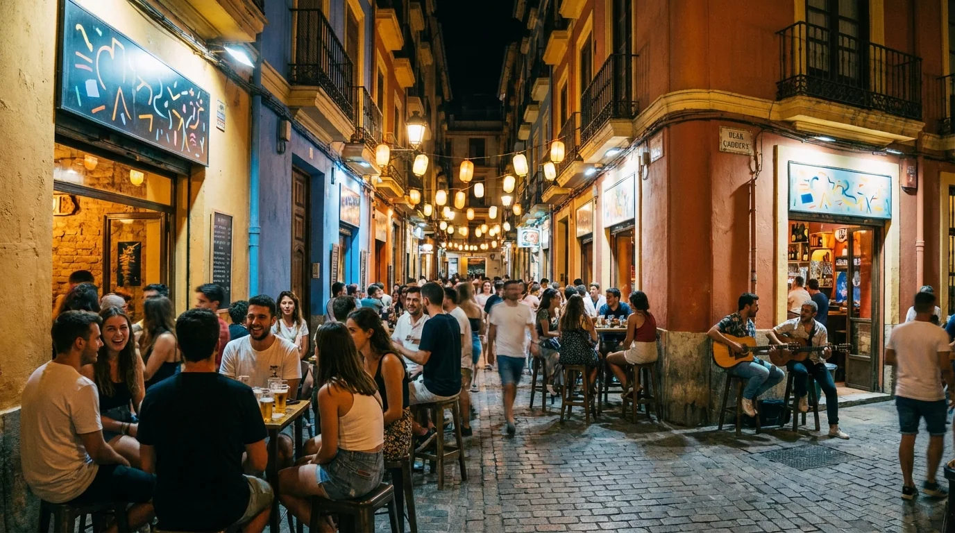 At night