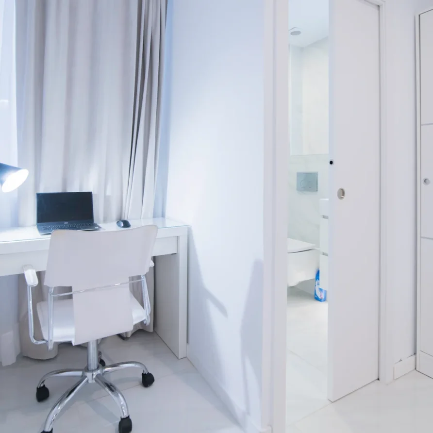 A minimalist white workspace