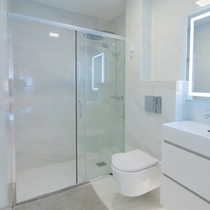 Modern bathroom with glass shower