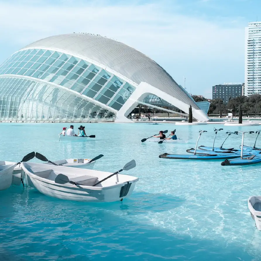 Luxury yachts docked at Marina Real Juan Carlos I Valencia waterfront