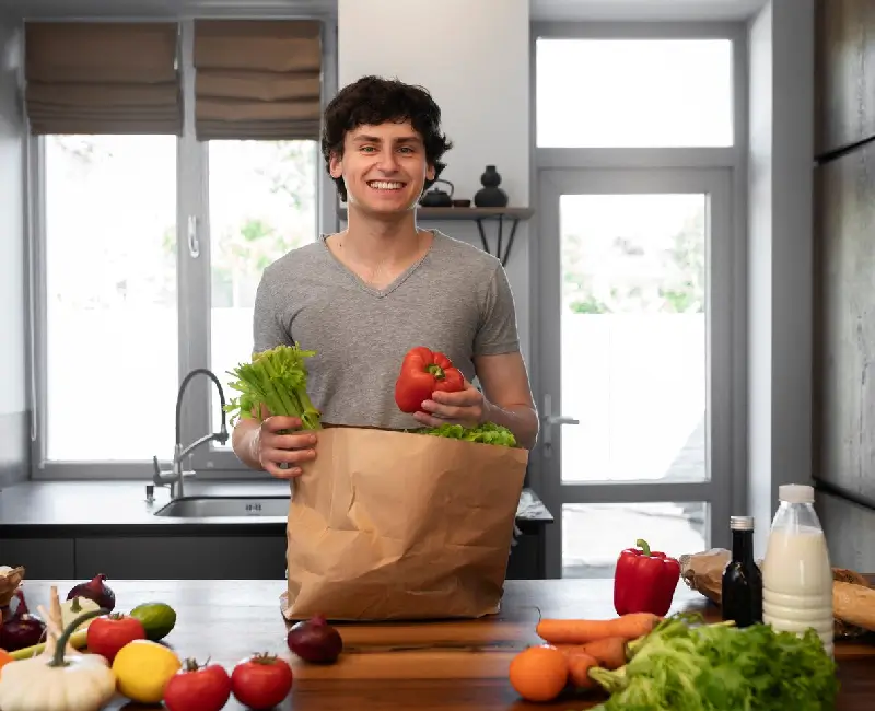 Fresh ingredients from Valencia market ready to cook in Nazaret loft kitchen